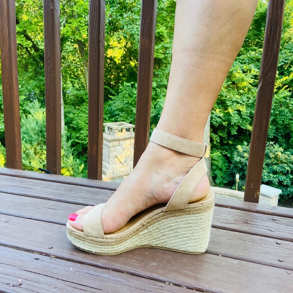 Abound Woven Braided Wedge Sandal Beige Size 9.5